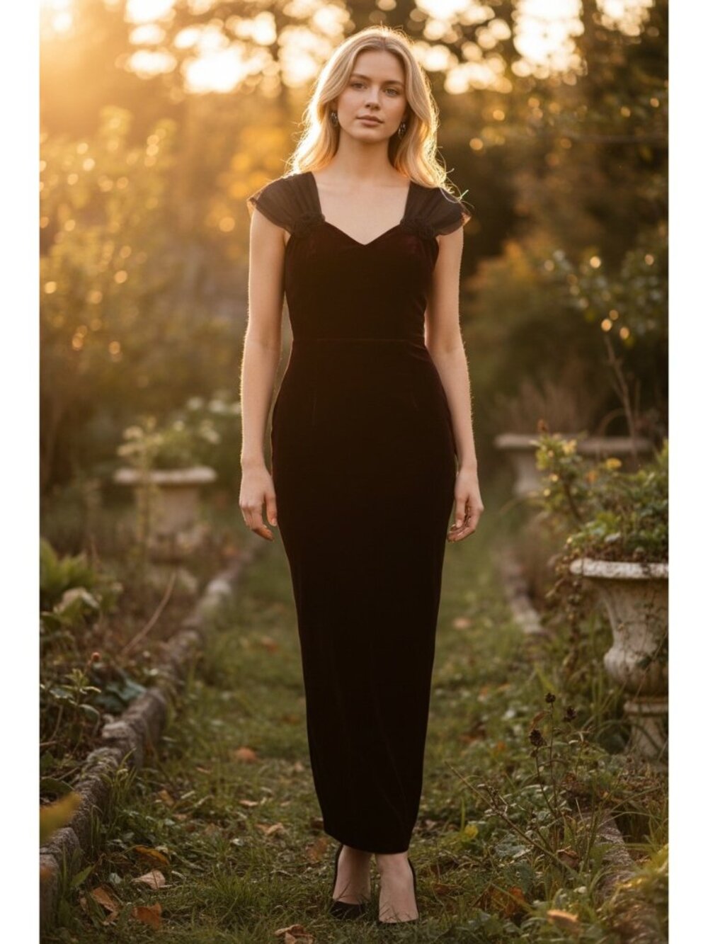 Vintage Rampage Vampire Bodycon Long Dress Small Red Velvet Whimsigoth Chiffon
